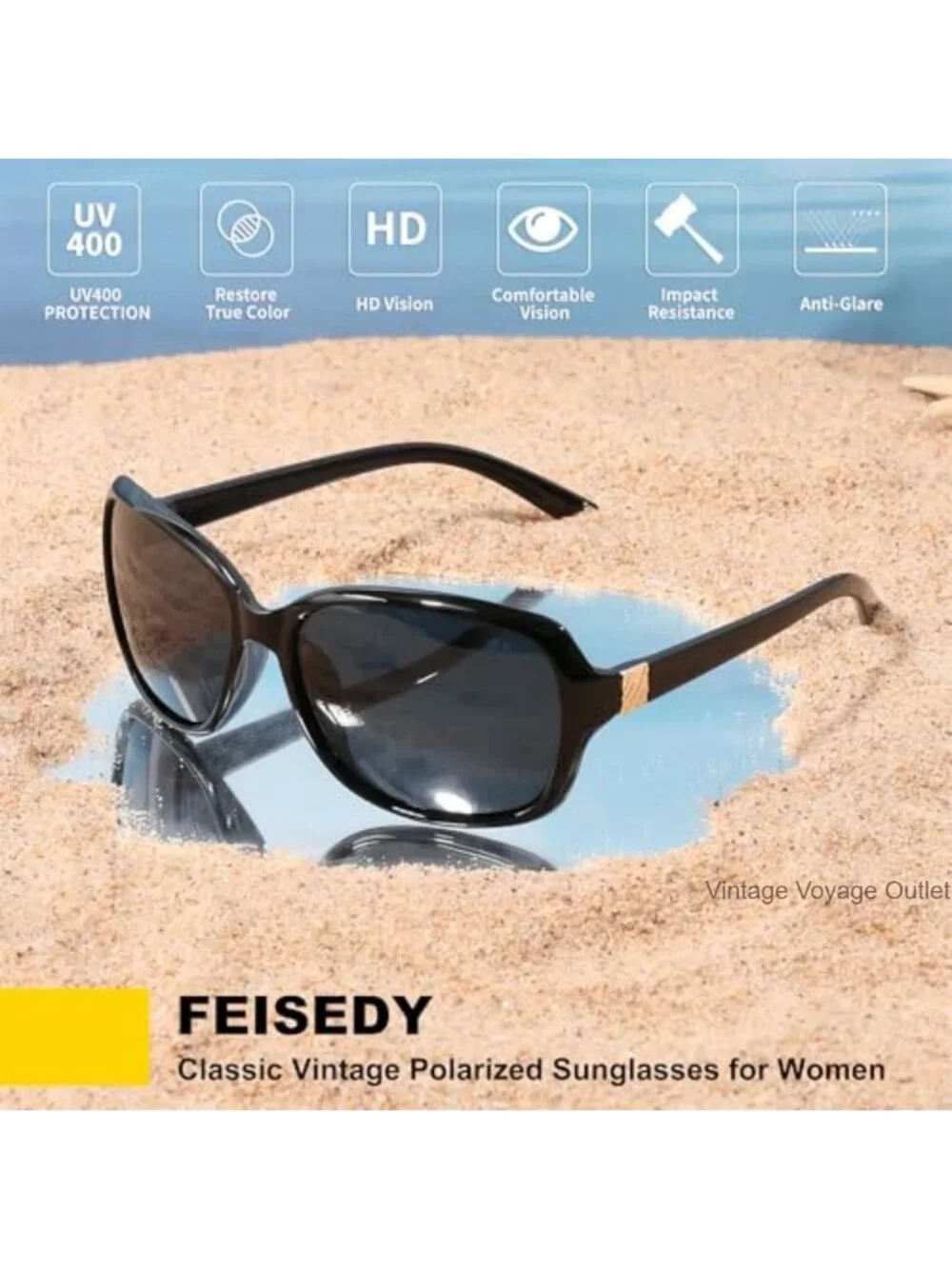 Vintage Square Polarized Sunglasses UV400 Protection Retro Wraparound Shades